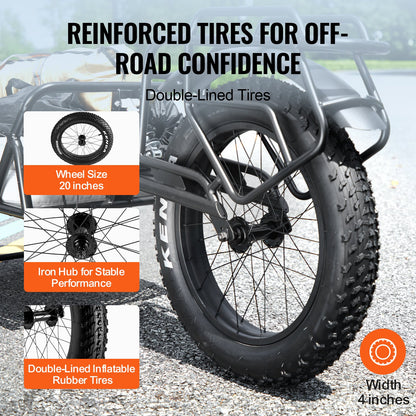 Bike Cargo Trailer, 70 lbs load capacity, heavy duty bike trailer, compact storage and quick release design with universal coupler, 20" wheels, fits most bike wheels, carbon steel frame