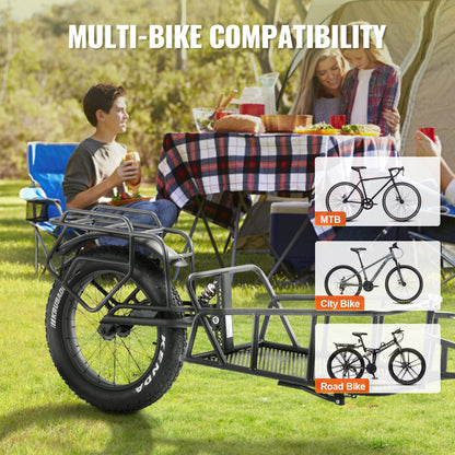 Bike Cargo Trailer, 70 lbs load capacity, heavy duty bike trailer, compact storage and quick release design with universal coupler, 20" wheels, fits most bike wheels, carbon steel frame