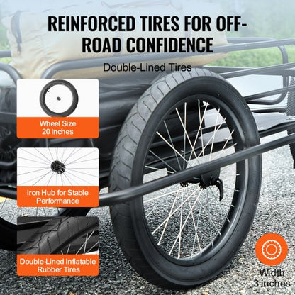 Bike Cargo Trailer, 275 lbs lastkapacitet, kraftig cykelvagn, hopfällbar kompakt förvaring och snabbkoppling med universalfäste, 20" hjul, passar de flesta cykelhjul, ram i kolstål |  EU