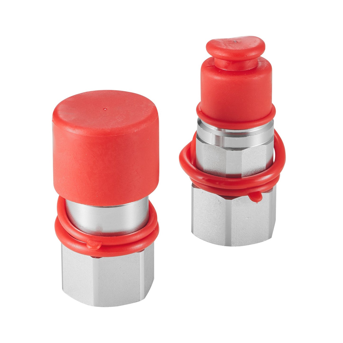 1/2" Flat Face Hydraulic Couplings 3/4 SAE Skid Steer Couplings 2 Dust Caps