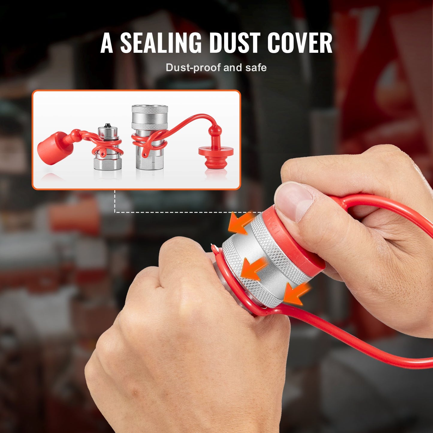 1/2" tapered hydraulic couplings 1/2" NPT skid-steer couplings 4 dust caps
