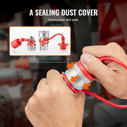 1/2" tapered hydraulic couplings 1/2" NPT skid-steer couplings 4 dust caps