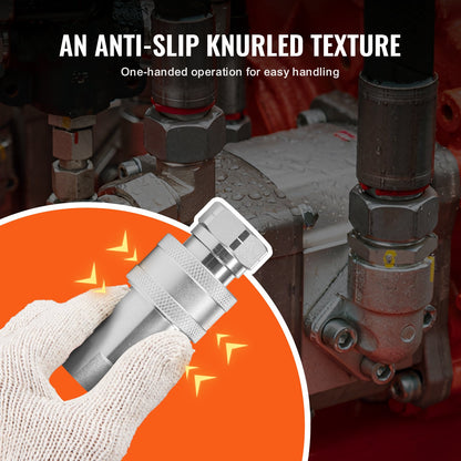 1/2" tapered hydraulic couplings 1/2" NPT skid-steer couplings 4 dust caps