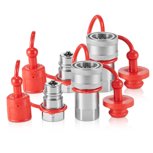 1/2" tapered hydraulic couplings 1/2" NPT skid-steer couplings 4 dust caps