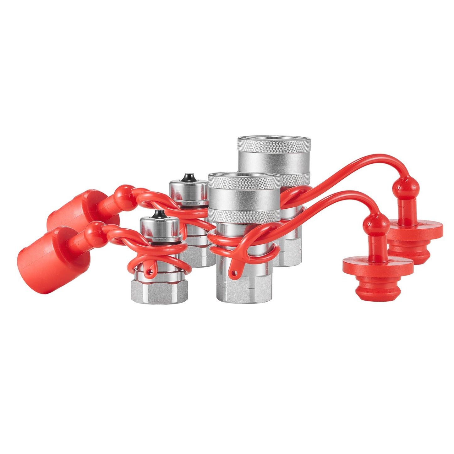 1/2" tapered hydraulic couplings 1/2" NPT skid-steer couplings 4 dust caps