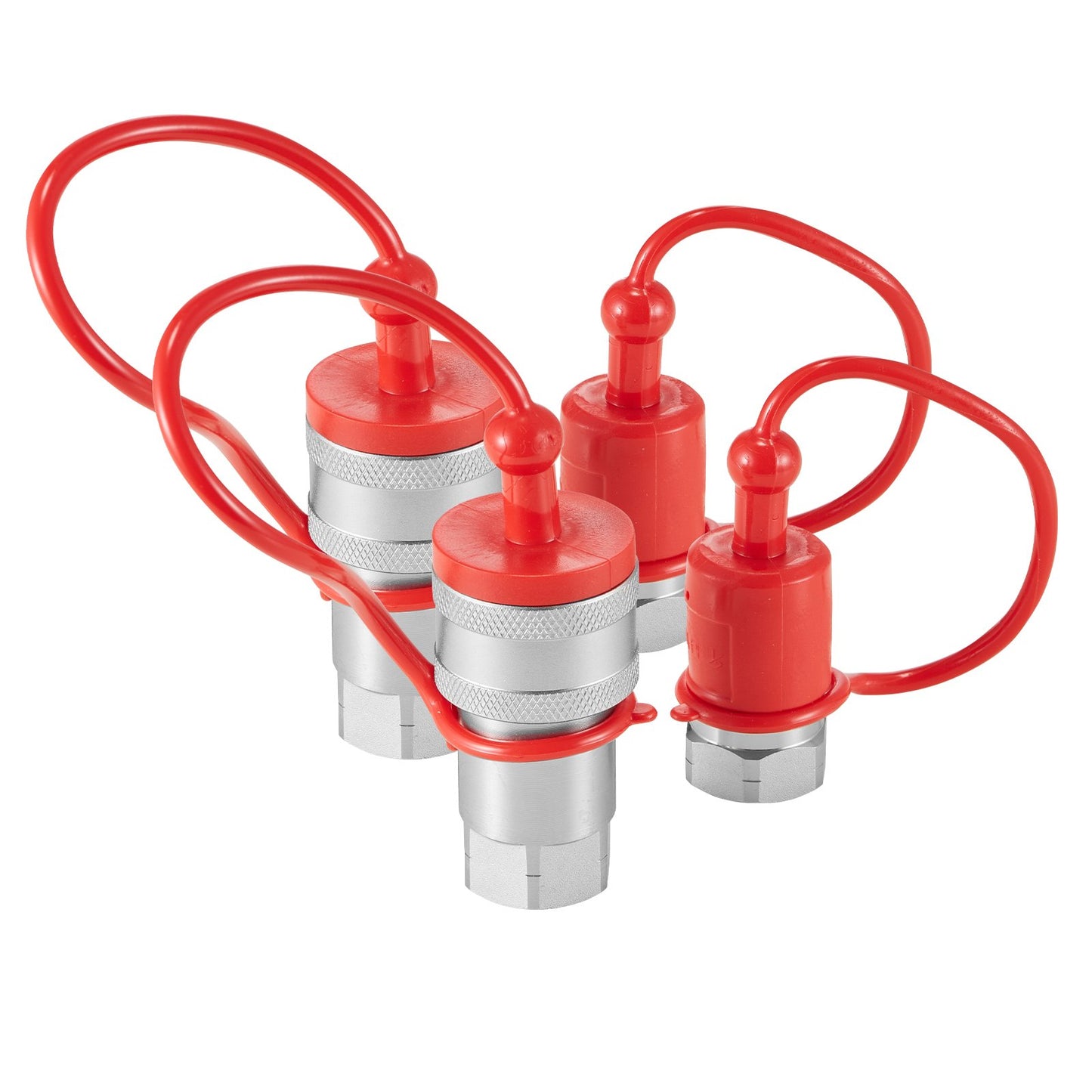 1/2" tapered hydraulic couplings 1/2" NPT skid-steer couplings 4 dust caps