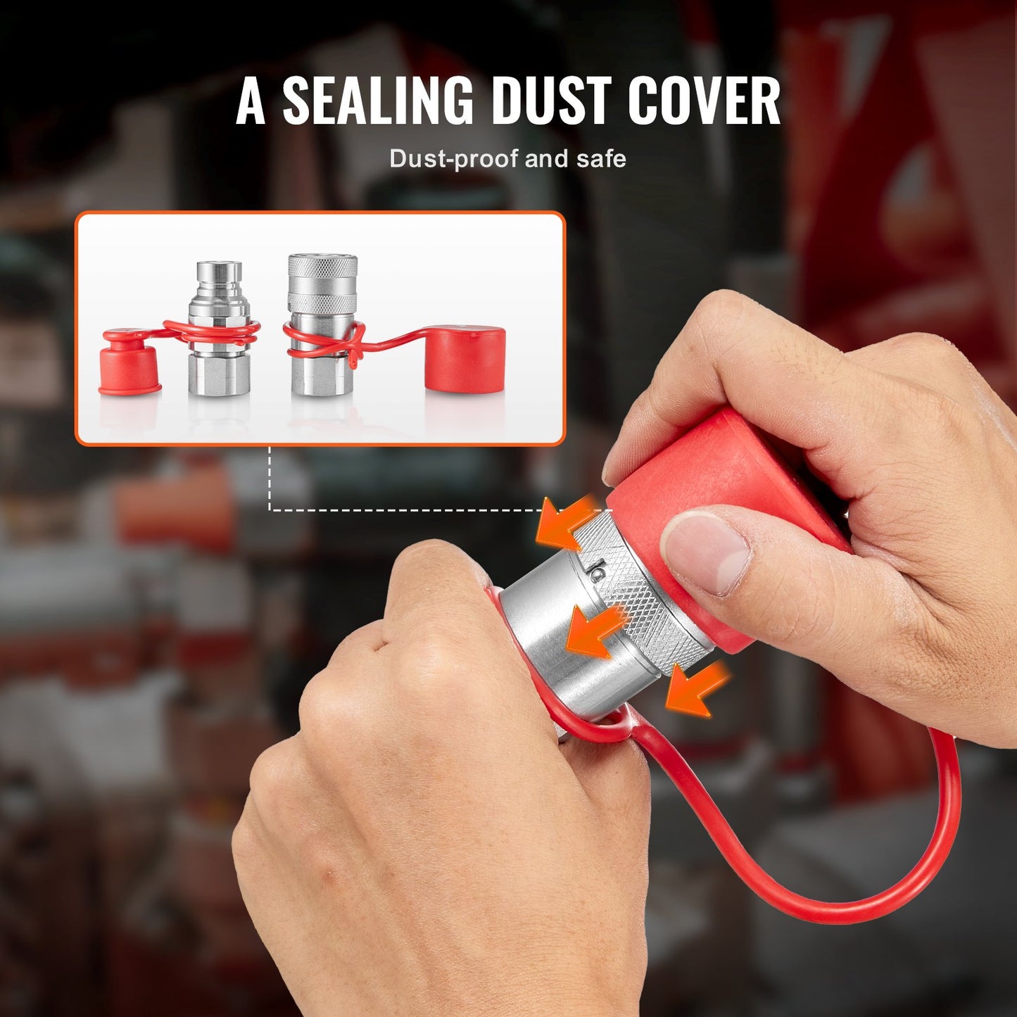 1/2" Flat Face Hydraulic Couplings 1/2" NPT Skid Steer Couplings 2 Dust Caps