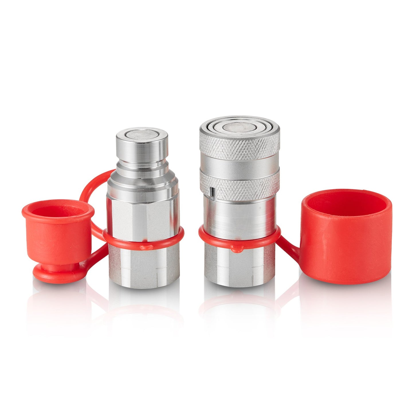 1/2" Flat Face Hydraulic Couplings 1/2" NPT Skid Steer Couplings 2 Dust Caps