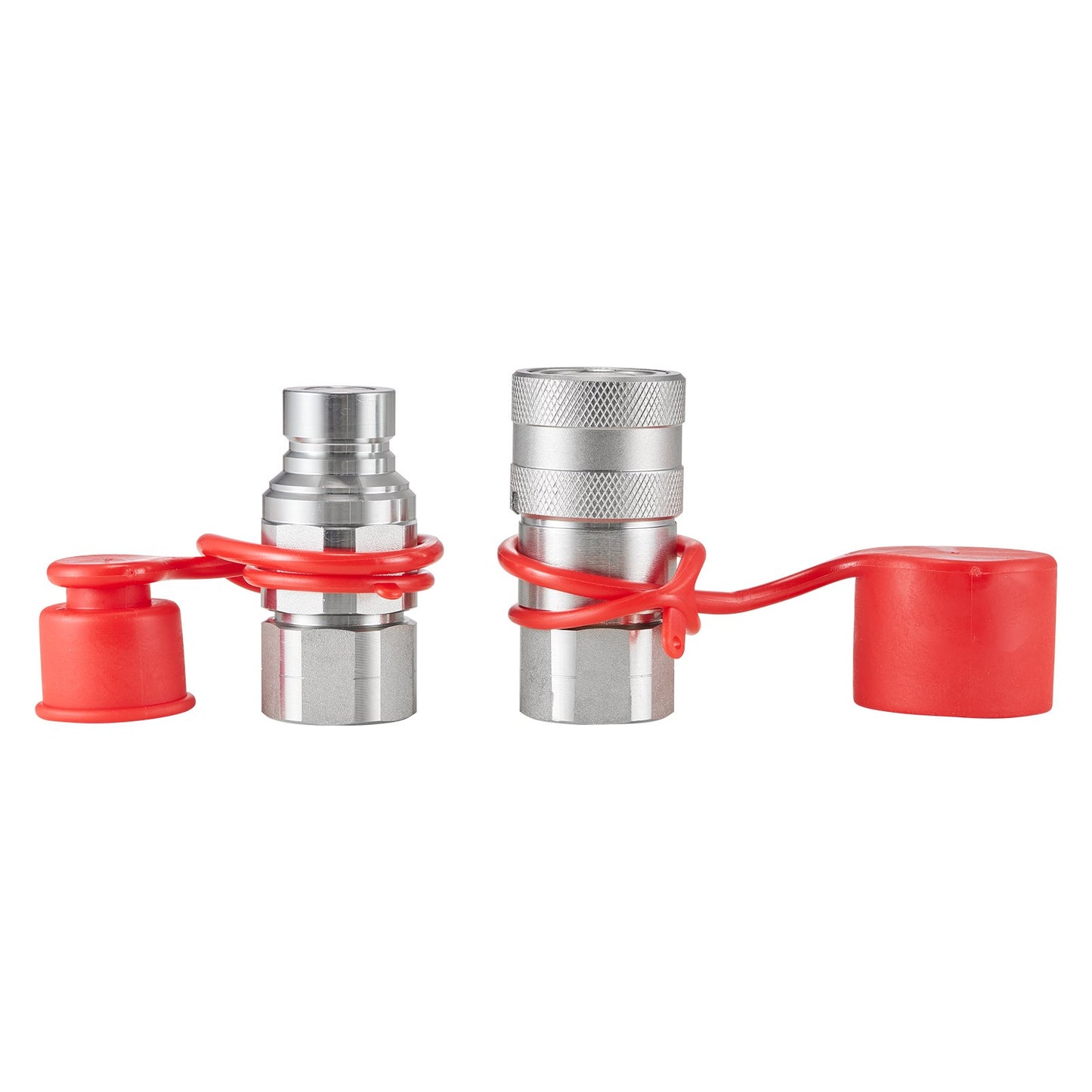 1/2" Flat Face Hydraulic Couplings 1/2" NPT Skid Steer Couplings 2 Dust Caps