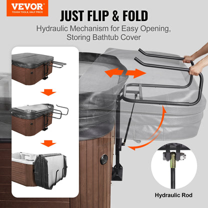 Hot Tub Cover Lift, Spa Cover Lift, Hydraulisk, Höjd 33,1" - 41,3" Bredd 53,1" - 92,5" Justerbar, installerad under på ena sidan, Lämplig för olika storlekar av badtunnor, Spa