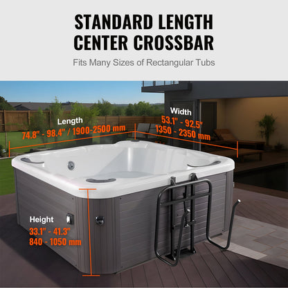 Hot Tub Cover Lift, Spa Cover Lift, Hydraulisk, Höjd 33,1" - 41,3" Bredd 53,1" - 92,5" Justerbar, installerad under på ena sidan, Lämplig för olika storlekar av badtunnor, Spa