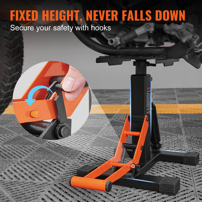 Dirt Bike Lift Stand, Motorcycle Jack Lift Stand 440 lbs Capacity and Hydraulic Lifting Function, Adjustable Height Lift Table, for Dirt Pit Bike Repair, Maintenance, Dirt Bike Accessories