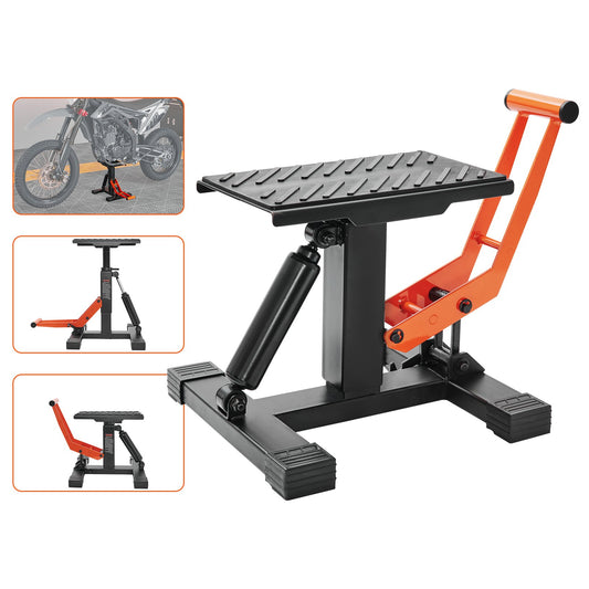 Dirt Bike Lift Stand, Motorcycle Jack Lift Stand 440 lbs Capacity and Hydraulic Lifting Function, Adjustable Height Lift Table, for Dirt Pit Bike Repair, Maintenance, Dirt Bike Accessories