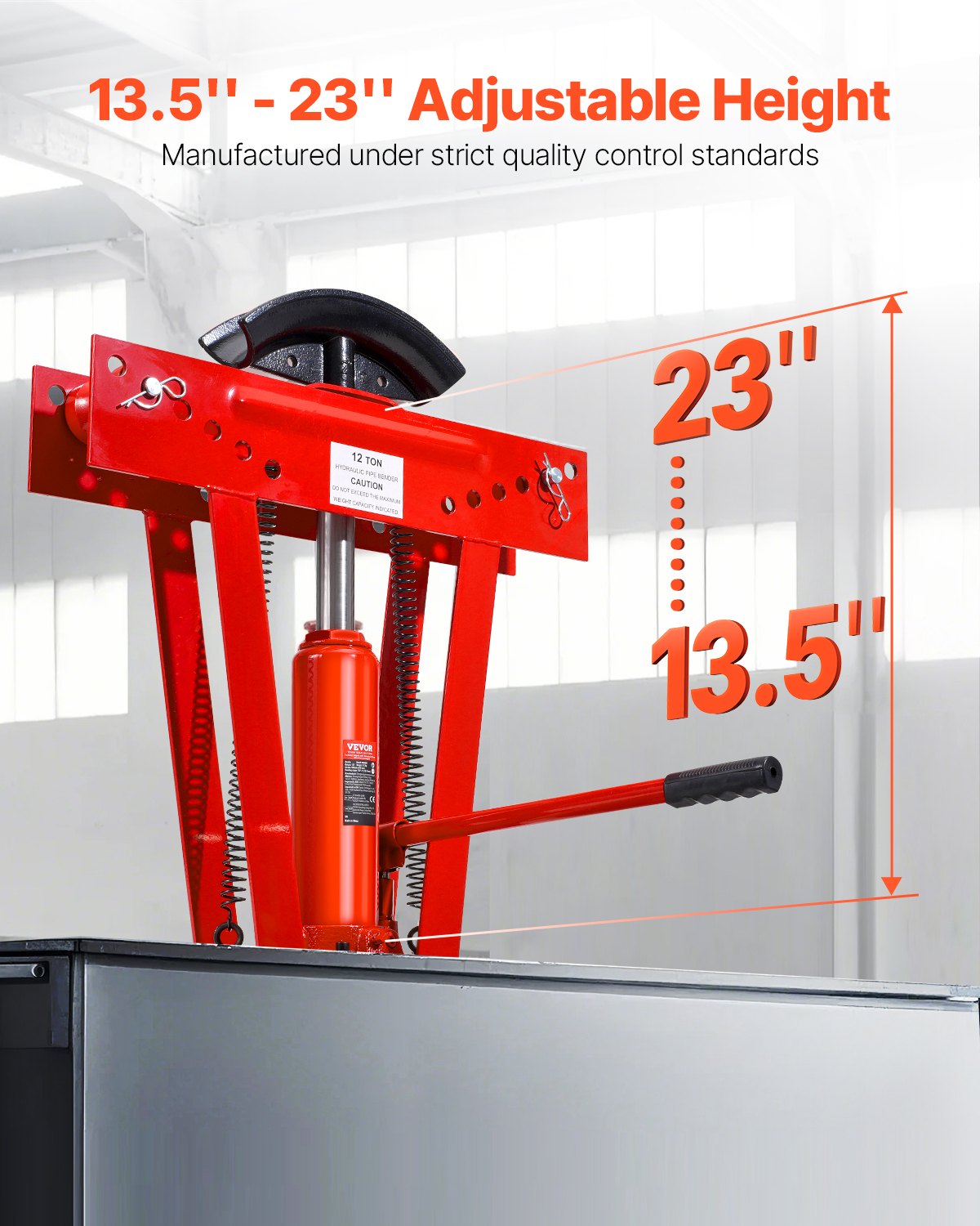 Hydraulic pipe bender, 12 ton manual pipe bending tool with 6 punches