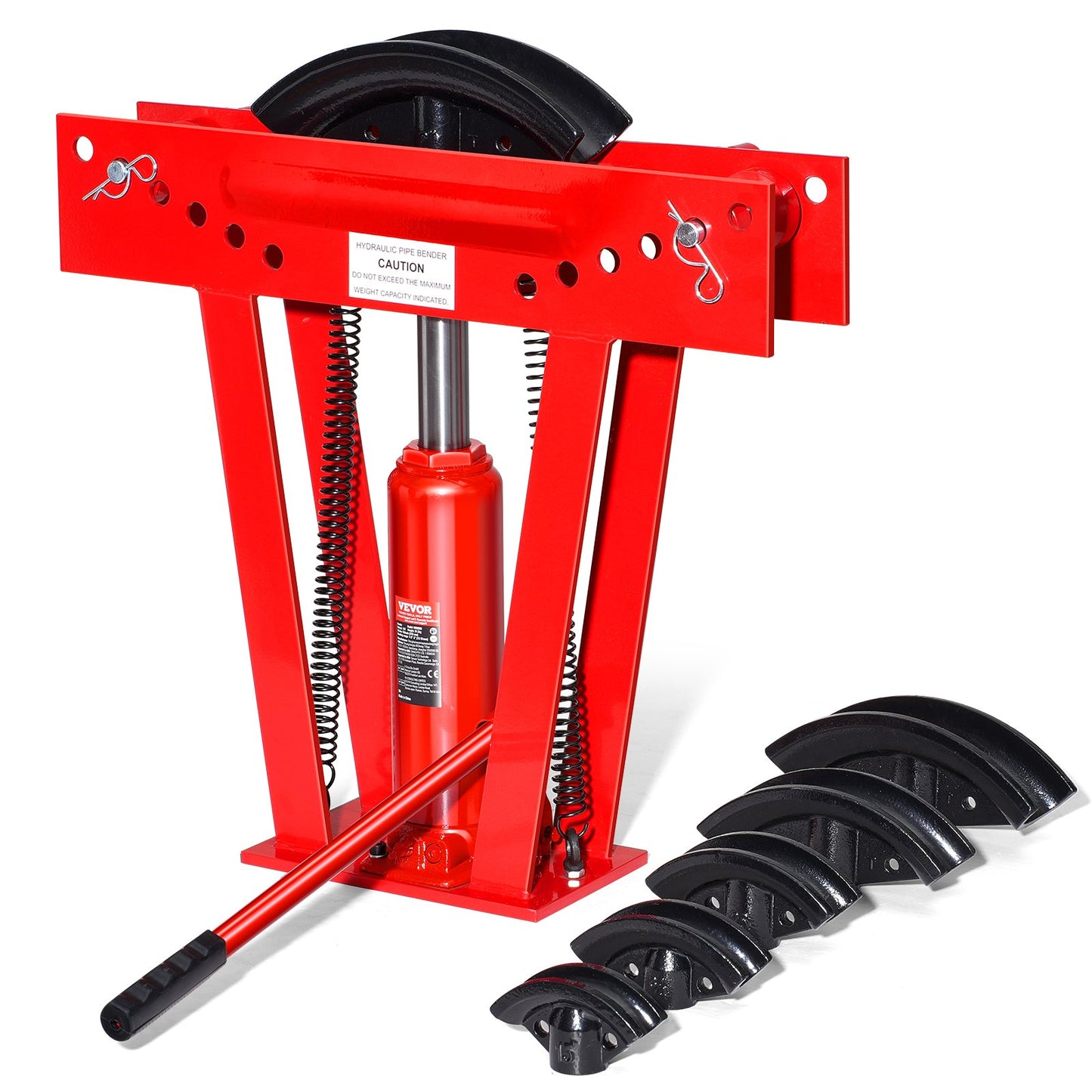 Hydraulic pipe bender, 12 ton manual pipe bending tool with 6 punches