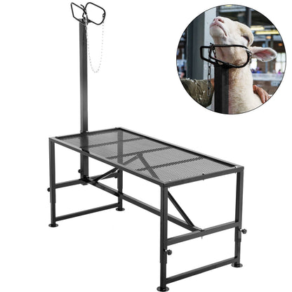 Viehständer 51x23 Zoll, Trimmständer mit geradem Kopf, Ziegenscherständer Metallständer Schafscherständer für Vieh-Trimmständer