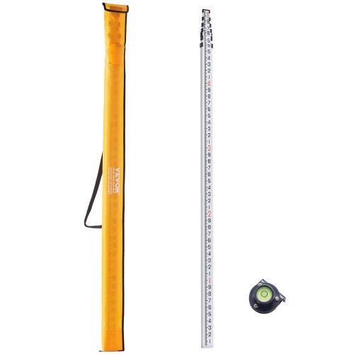 Measuring Rod 25-Feet/10ths 6 Sections Telescopic Grade Rod 1/10ft w/ Bag