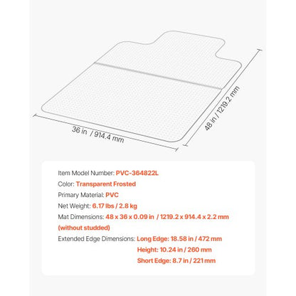 Stolsmatta med kant 91 x 112 cm för kontorsstolsmatta för heltäckningsmattor |  EU