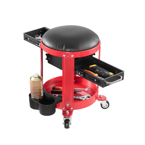 Rollbarer Mechanikerhocker, Garagensitz, 136 kg Tragkraft, mit Rädern und Stauraum | EU