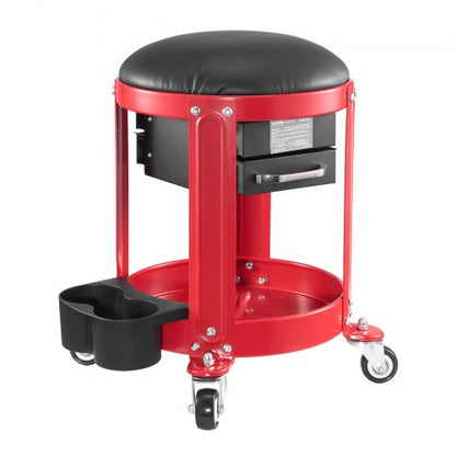 Rolling Mechanic Stool Garage Seat 300 lbs Load with Wheels and Storage | EU