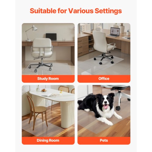 Stolsmatta 30 x 48 tum Transparent kontorsmatta för hårda golv Hem |  EU