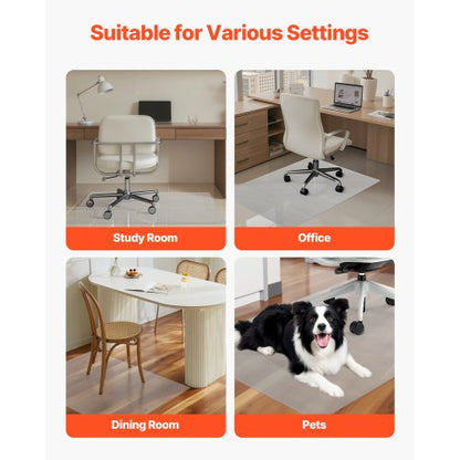 Stolsmatta 91 x 112 cm Transparent kontorsmatta för hårda golv |  EU