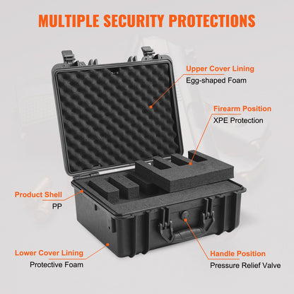 Hard gun cases with pre-cut lining Lockable gun case for 5 pistols
