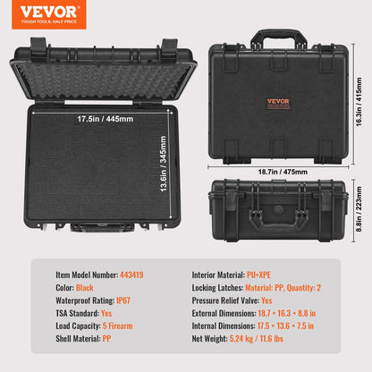 Hard gun cases with pre-cut lining Lockable gun case for 5 pistols