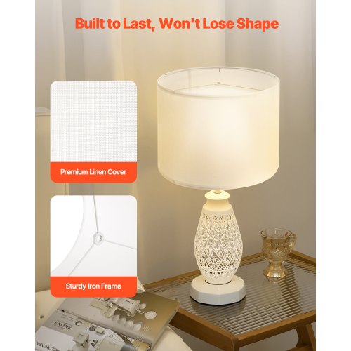 Trumlampskärm 33 x 33 x 25 cm mellanstor rund lampskärm (offwhite linne) |  EU