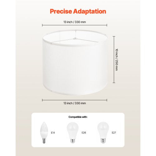 Trumlampskärm 33 x 33 x 25 cm mellanstor rund lampskärm (offwhite linne) |  EU