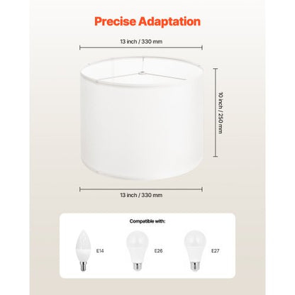 Trumlampskärm 33 x 33 x 25 cm mellanstor rund lampskärm (offwhite linne) |  EU