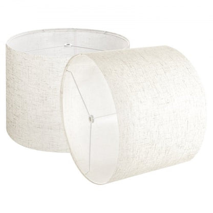 Drum Lampskärmar 2-set 33 x 33 x 25 cm Mellanstor Rund Lampskärm (Ljus Linne) |  EU