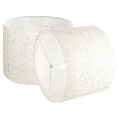 Drum Lampskärmar 2-set 33 x 33 x 25 cm Mellanstor Rund Lampskärm (Ljus Linne) |  EU