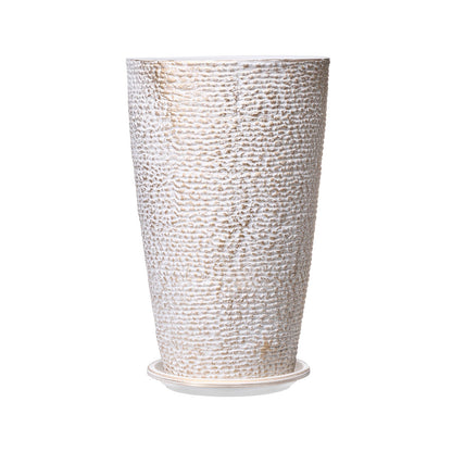Tall Planter Set of 2 Round Tapered Plant Pots 21 in for Outdoor Indoor