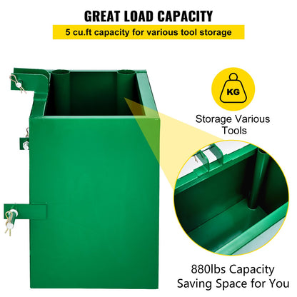 3-punkts ballastlåda, 800lbs kapacitet Hitch Ballast Box, Standard 2 tums kopplingsmottagare, traktorballastlåda med 5cu.ft volym, Heavy Duty Stål, Passar Kategori 1 traktortillbehör, Grön