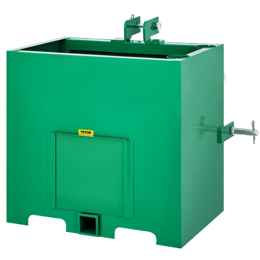 3-Punkt-Ballastbox, 800 lbs Tragkraft, Standard-Anhängerkupplungsempfänger, 2-Zoll-Traktor-Ballastbox mit 5 Kubikfuß Volumen, Hochleistungsstahl, passend für Traktoranbaugeräte der Kategorie 1, Grün
