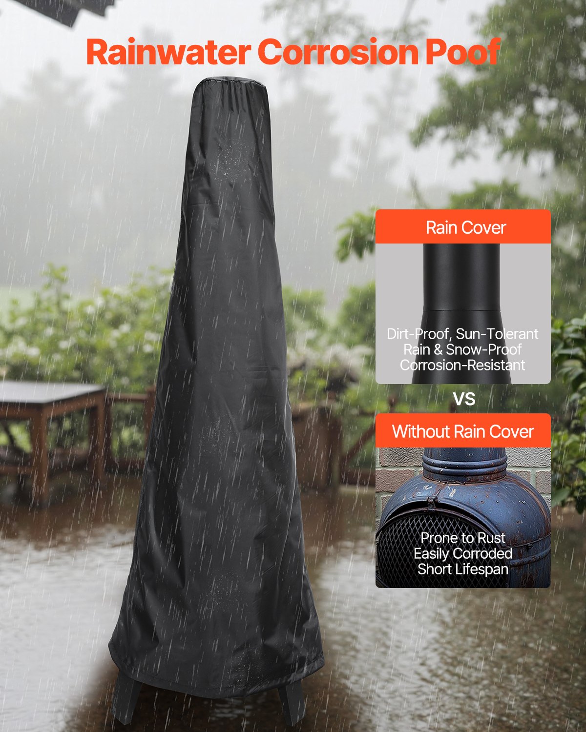 20 In Chiminea Outdoor Wood Burning Fireplace with Grill Net and Chimney Cover