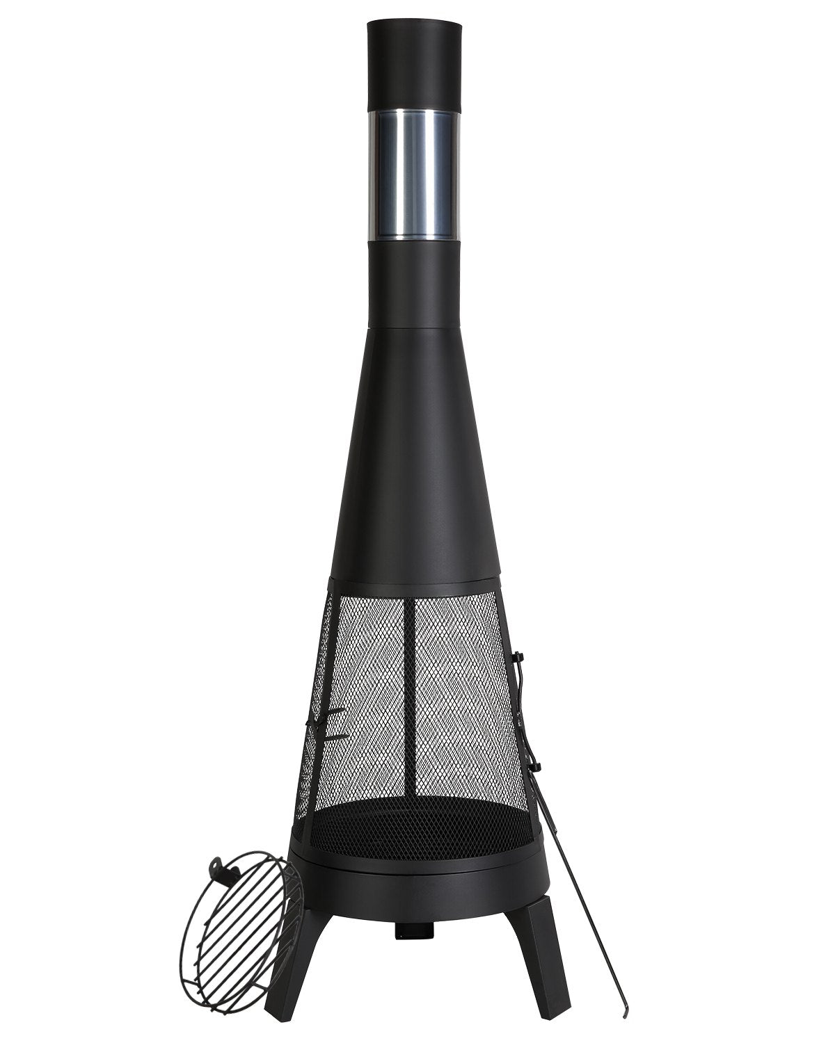 20 In Chiminea Outdoor Wood Burning Fireplace with Grill Net and Chimney Cover