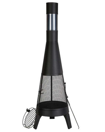 20 In Chiminea Outdoor Wood Burning Fireplace with Grill Net and Chimney Cover