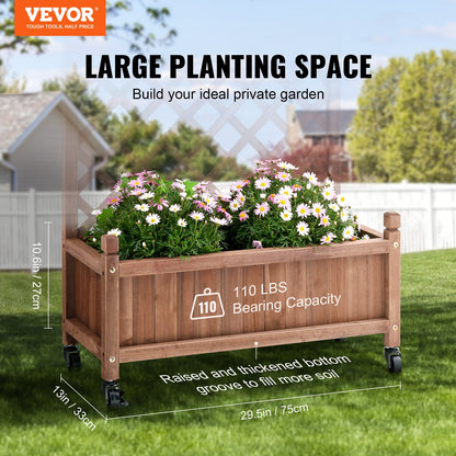 Upphöjd trädgårdssäng med spaljé, 30" x 13" x 61,4" utomhus upphöjda träplantor med dräneringshål, fristående spaljéer för klätterväxter Blommor i trädgård, uteplats, balkong