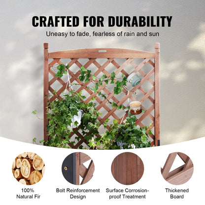 Upphöjd trädgårdssäng med spaljé, 30" x 13" x 61,4" utomhus upphöjda träplantor med dräneringshål, fristående spaljéer för klätterväxter Blommor i trädgård, uteplats, balkong