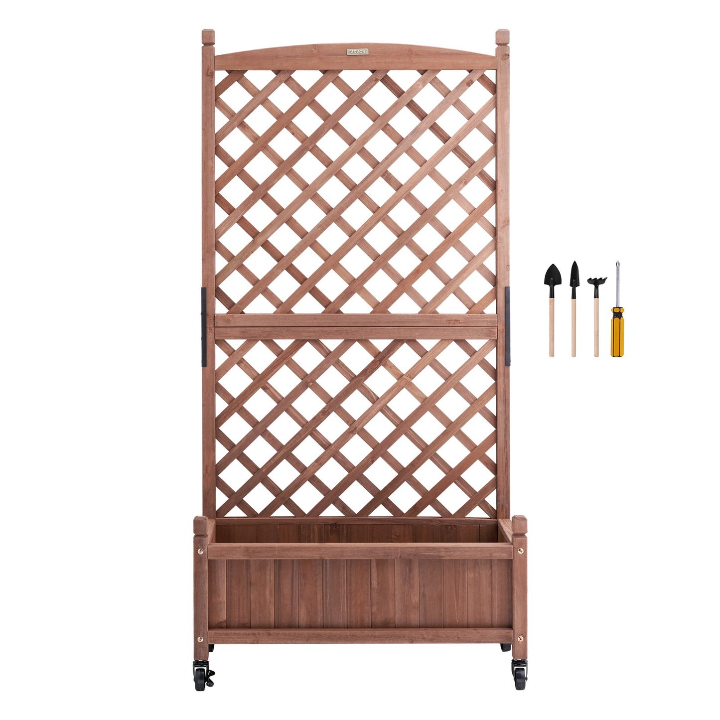 2 Stück Hochbeet mit Spalier, 152,4 x 33 x 156,4 cm, erhöhte Pflanzgefäße aus Holz für den Außenbereich mit Drainagelöchern, freistehender Spalier-Pflanzkasten für Kletterpflanzen und Blumen im Garten, auf der Terrasse und auf dem Balkon
