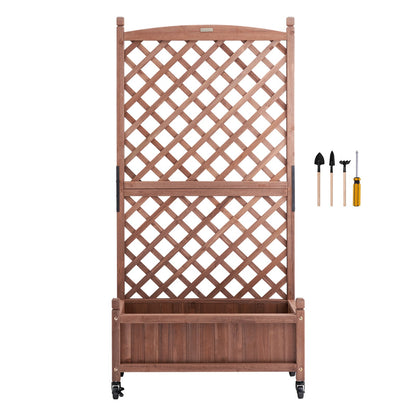 2 Stück Hochbeet mit Spalier, 152,4 x 33 x 156,4 cm, erhöhte Pflanzgefäße aus Holz für den Außenbereich mit Drainagelöchern, freistehender Spalier-Pflanzkasten für Kletterpflanzen und Blumen im Garten, auf der Terrasse und auf dem Balkon