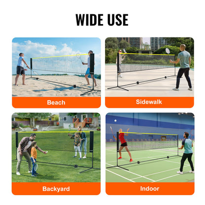 Badminton Net, Height Adjustable Volleyball Net, 14 Feet Wide Collapsible Pickleball Net, Portable Easy-to-Install Tennis Net Set with Poles, Stand and Carrying Bag, for Kids Backyard Games Indoor Outdoor Use