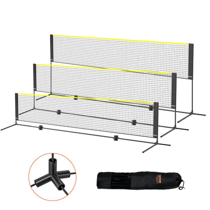 Badminton Net, Height Adjustable Volleyball Net, 14 Feet Wide Collapsible Pickleball Net, Portable Easy-to-Install Tennis Net Set with Poles, Stand and Carrying Bag, for Kids Backyard Games Indoor Outdoor Use