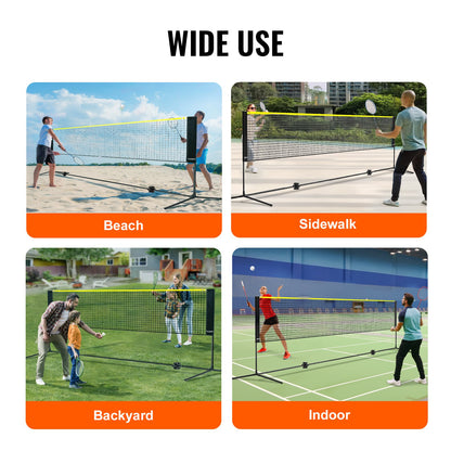 Badmintonnät, höjdjusterbart volleybollnät, 17 fot brett hopfällbart pickleballnät, portabelt lättinstallerat tennisnätset med stavar, stativ och bärväska, för barnbakgårdsspel inomhus utomhusbruk