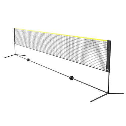 Badmintonnät, höjdjusterbart volleybollnät, 20 fot brett hopfällbart pickleballnät, portabelt tennisnätset med stavar, stativ, väska, racketar, nylonfjädrar, barnbakgård inomhus utomhusbruk