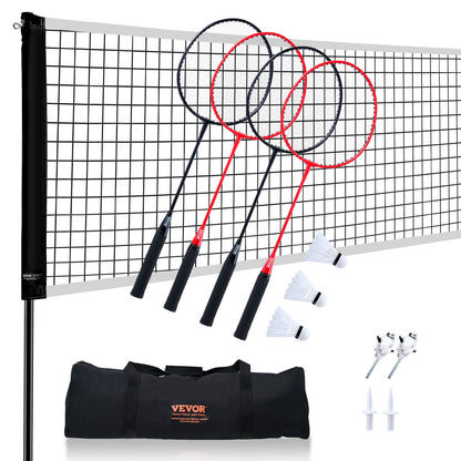 Badmintonnätset, Outdoor Backyard Beach Park Badmintonnät, Portabelt badmintonutrustningsset, Badmintonnät för vuxna barn med stavar, bärväska, 4 järnracketar och 3 nylonfjädrar