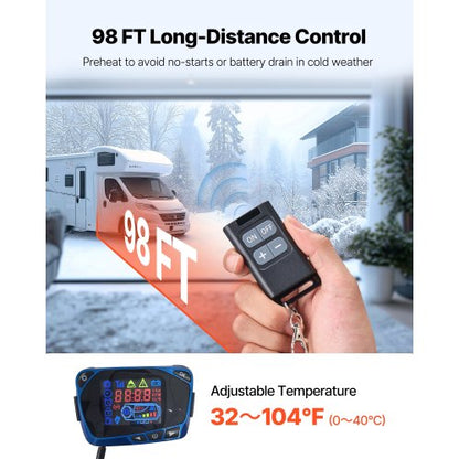 Dieselluftvärmare Dieselparkeringsvärmare 8 kW DC 12-24 V Blå LCD-brytare