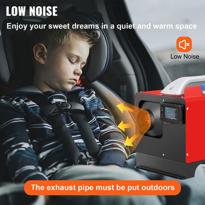 NEW Dieselluftvärmare, 5KW 12V Parkeringsvärmare, Mini Lastbilsvärmare, Enkelt utloppshål, med svart LCD, Fjärrkontroll, Snabbvärmande Dieselvärmare, För RV Lastbil, Båt, Buss, Bilsläp, Husbilar